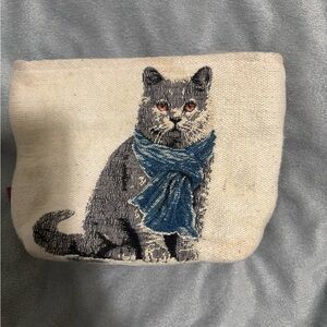 Vintage style Cat Print makeup bag.